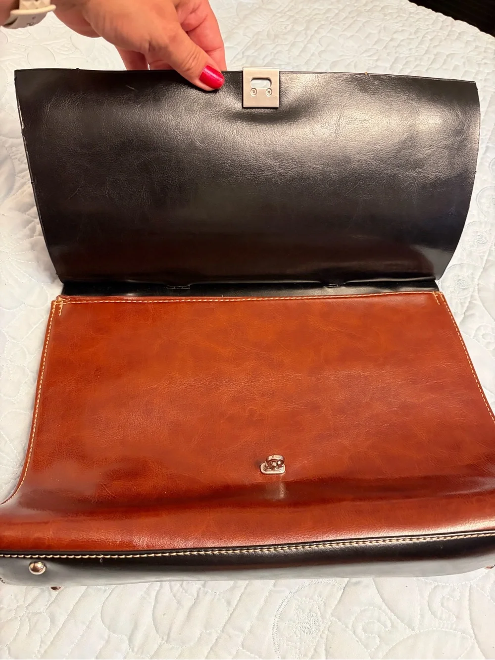 Gucci vintage Black and Brown Two-Tone Leather Top-Handle bag